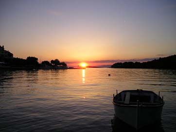 Sunset Boat Sea Croatia Picture