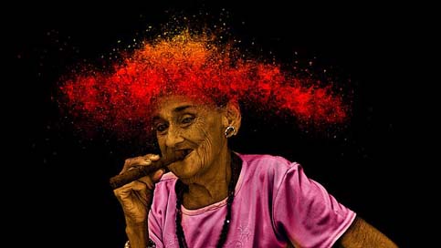 Woman Smoking Cigar Cuba Picture