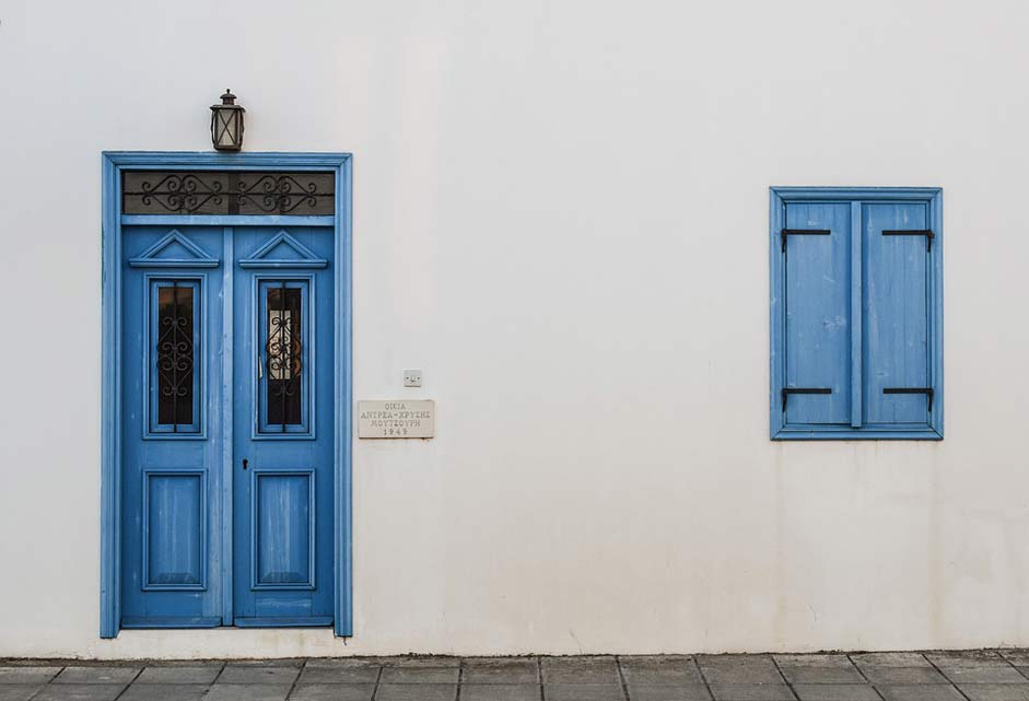 Blue Wooden Window Door