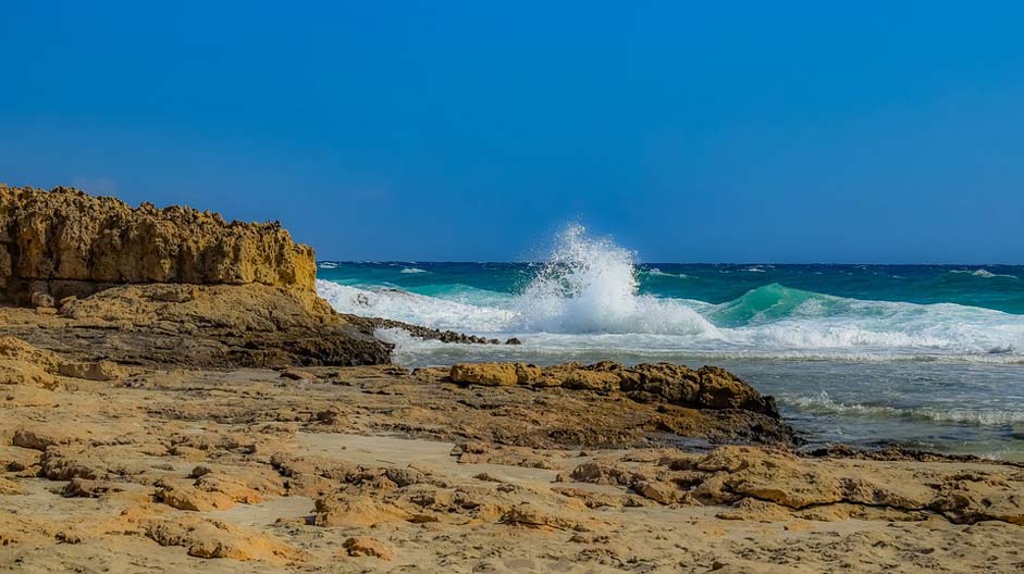 Sea Smashing Wave Rocky-Coast