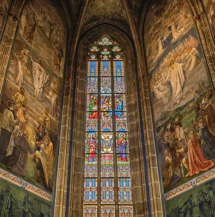 Glass-Window St-Vitus-Cathedral Prague Church