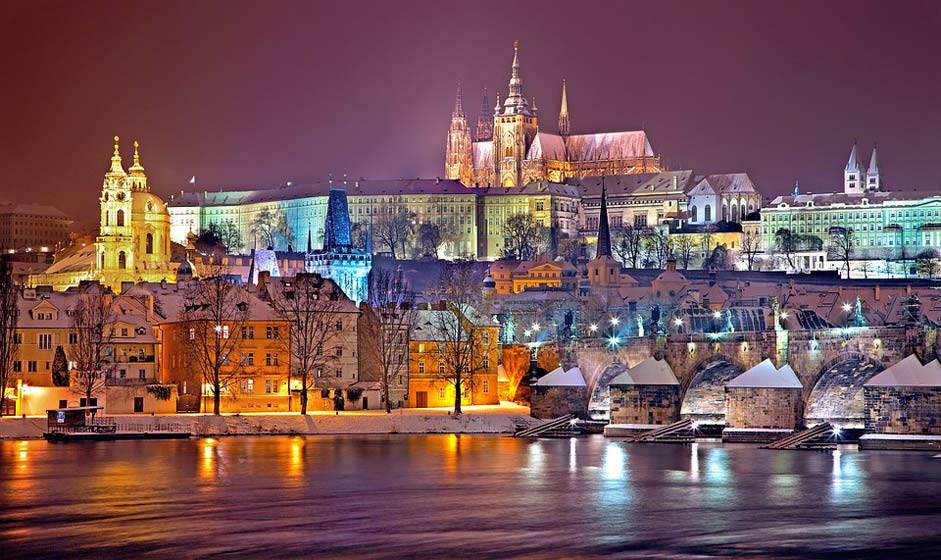 Prague-Castle Night Winter Prague