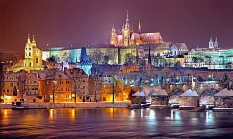 Prague Prague-Castle Night Winter Picture