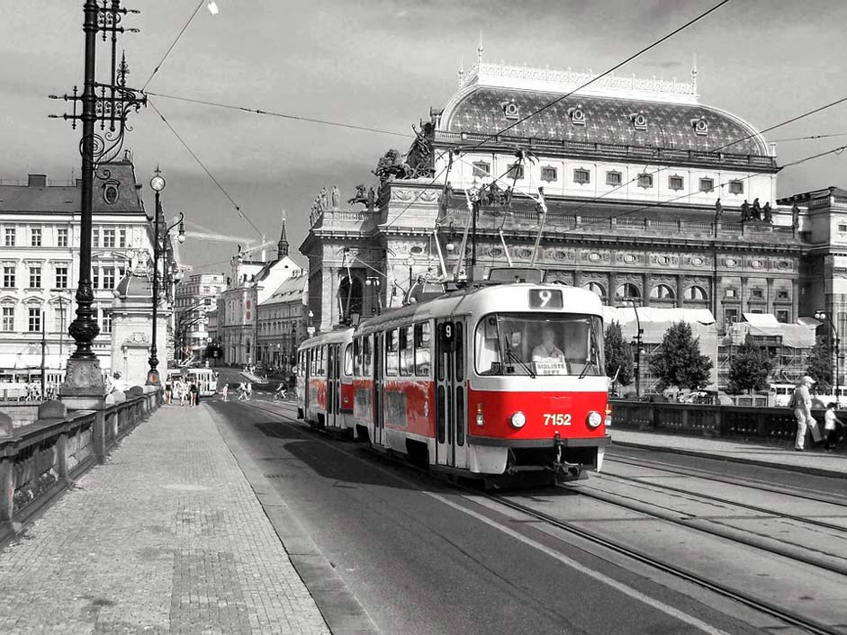 City Prague Gleise Tram