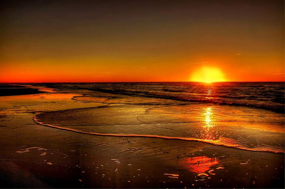 Coast Sea Denmark Sunset