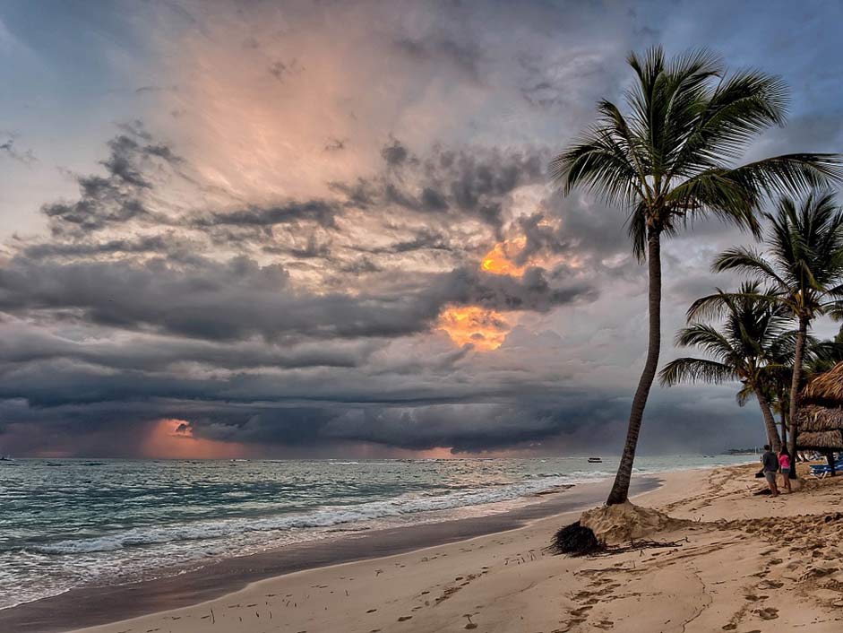 Sand Palm-Trees Sunrise Tropical-Beach