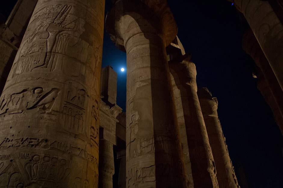 Nighttime Karnak Egypt Columns