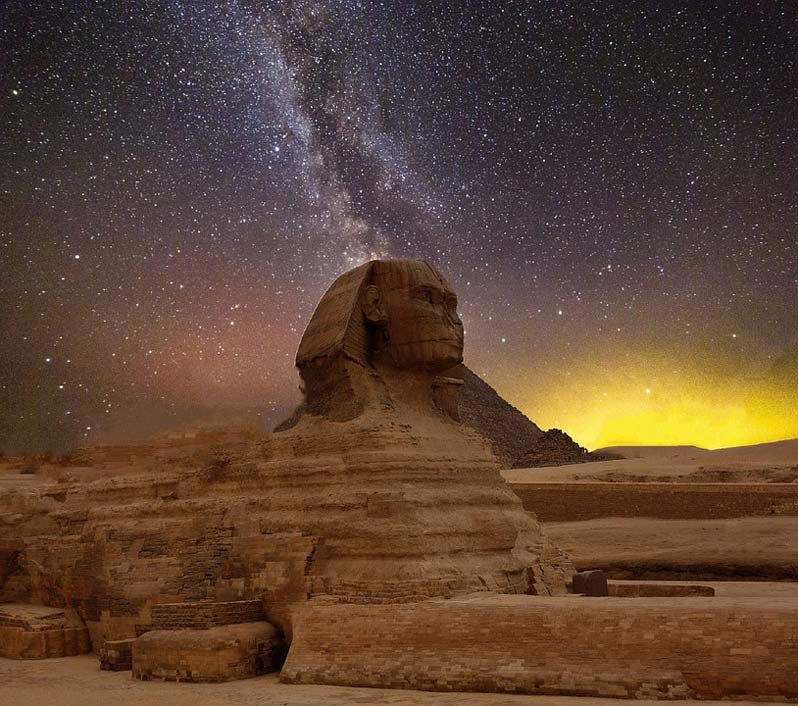 Sphinx Pyramids Night-Sky Star