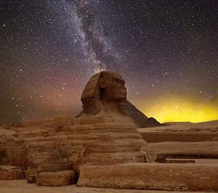 Star Sphinx Pyramids Night-Sky Picture