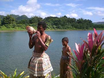 Fiji River Conch-Shell Ethnic Picture