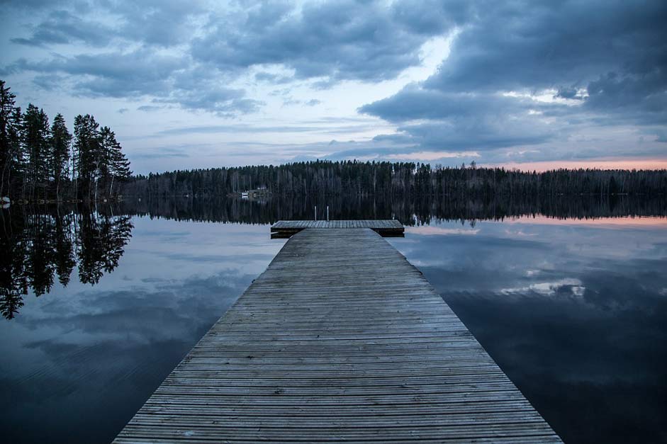Dark Finland Lake Dock