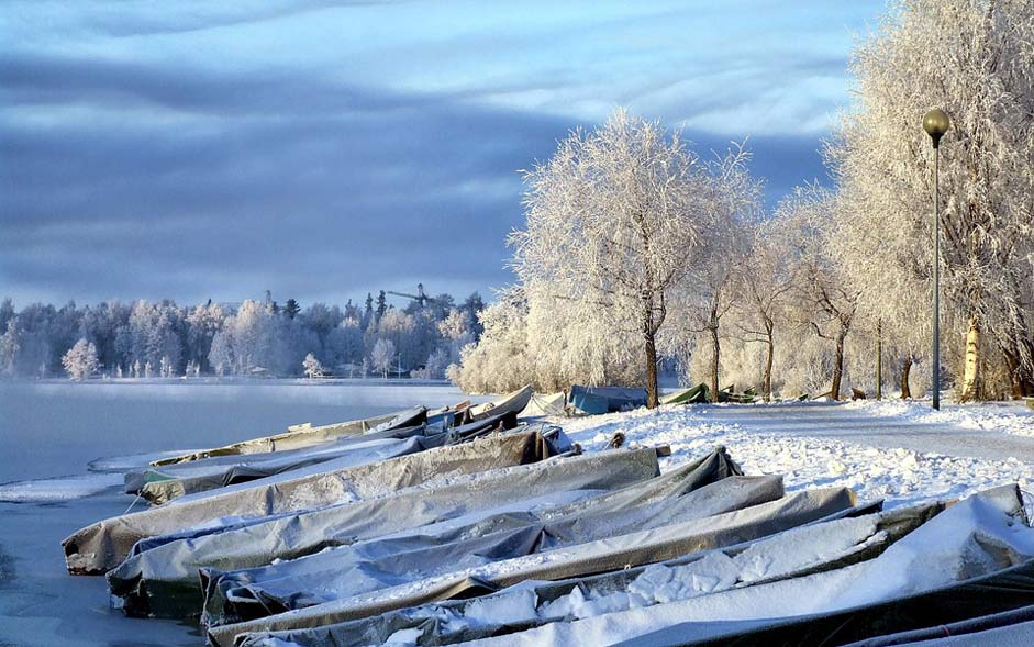 Scenic Landscape Boats Finland