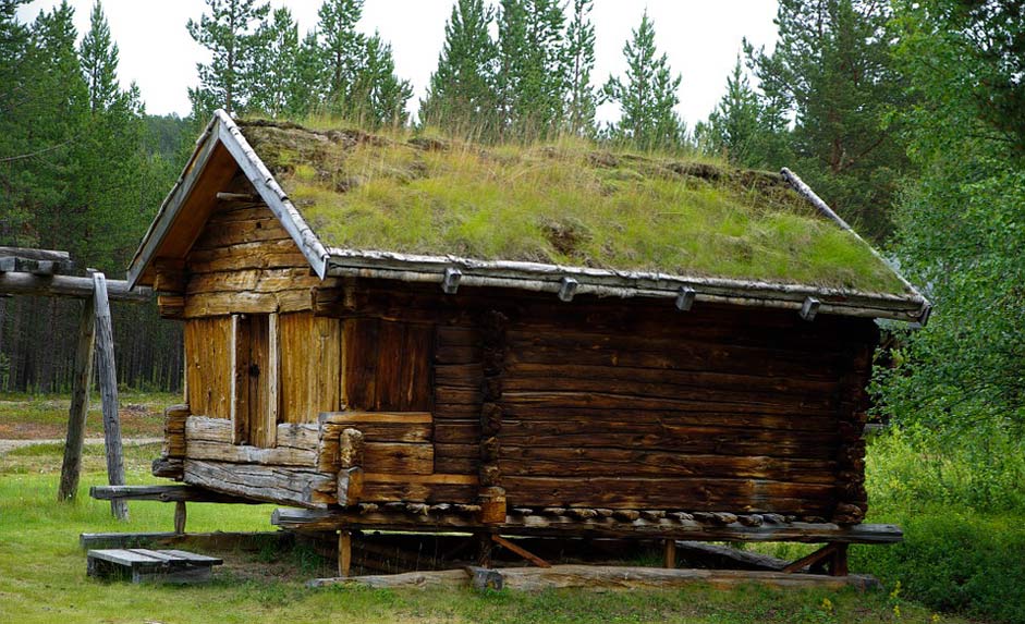 Farm Grass-Roof Wooden-House Finland
