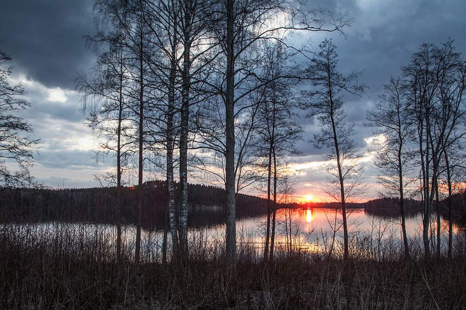 Evening Spring Finland Lake-Scenery