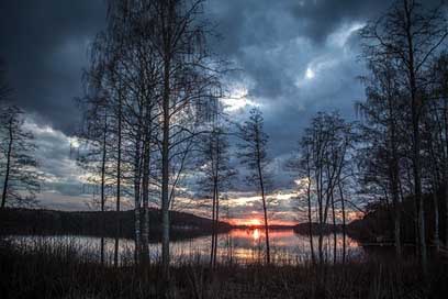 Lake-Scenery Evening Spring Finland Picture