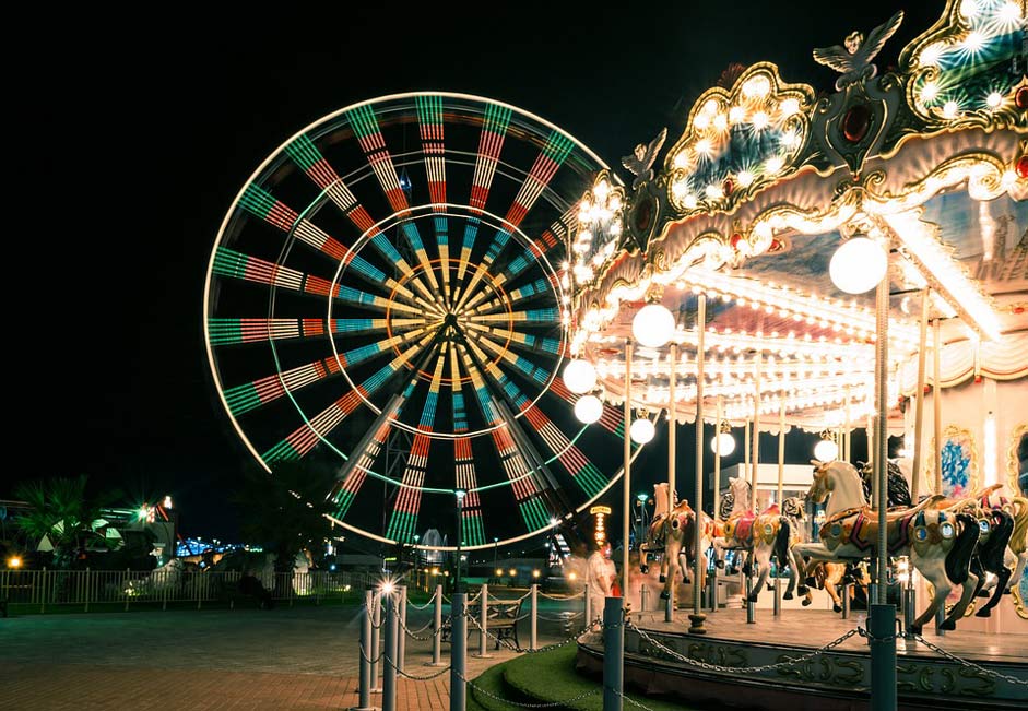 Carousel Carnival Blurred-Motion Amusement-Park