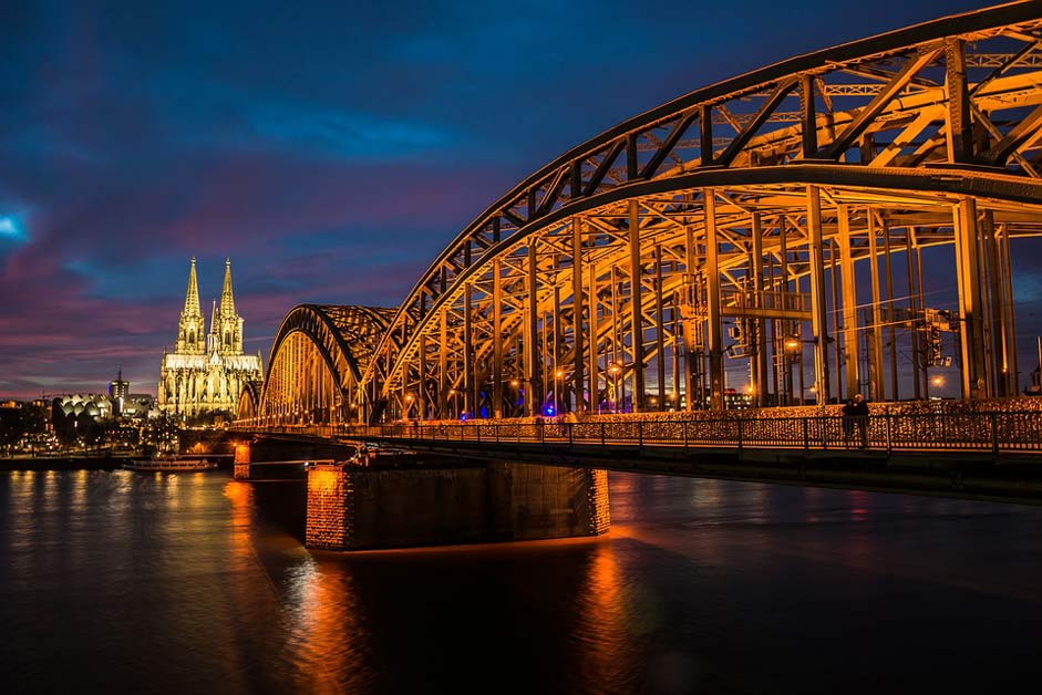 Bridge Night Rhine Cologne