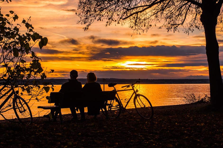 Abendstimmung Lake-Constance Couple Sunset