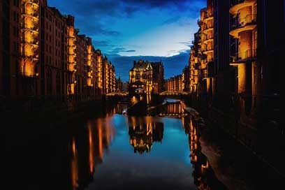 Hamburg Evening Night City Picture