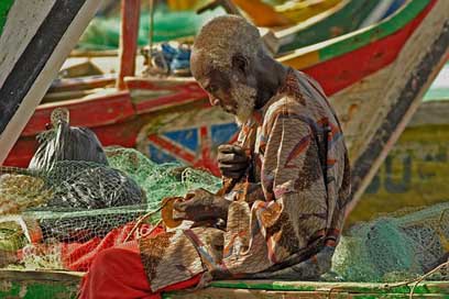 Ghana Color Fishing-Net Fisherman Picture