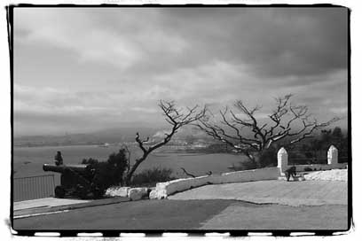 Gibraltar Landscape Cannon Black-And-White Picture
