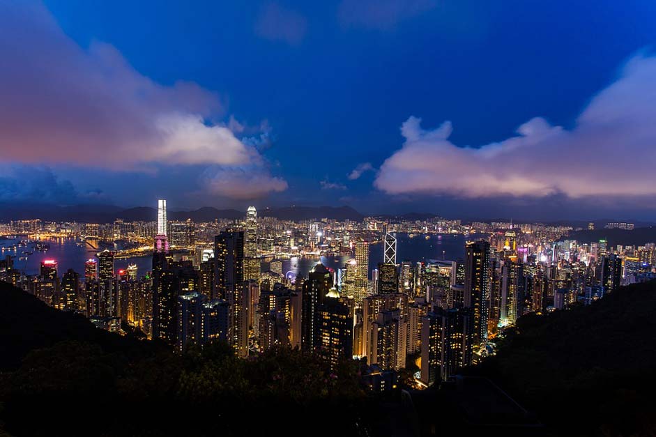 Night China Cityscape Hong-Kong
