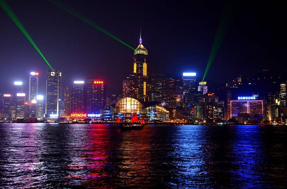 Night China Skyline Hong-Kong