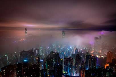 Clouds Mist Night Hong-Kong Picture