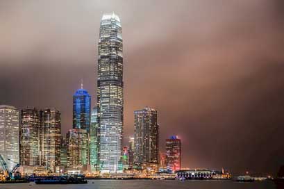 Hong-Kong Typhoon Night Skyscrapers Picture