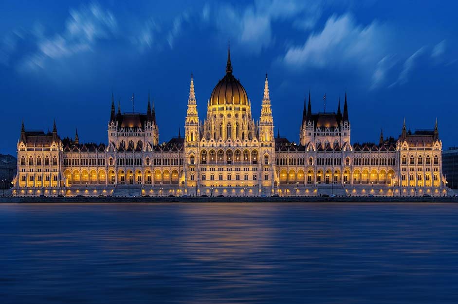 Reflection Danube Hungarian-Parliament Budapest