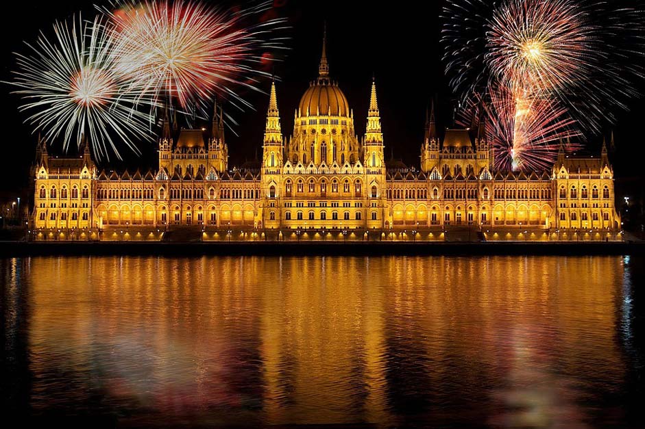 Fireworks According-To-Hungary Parliament Budapest