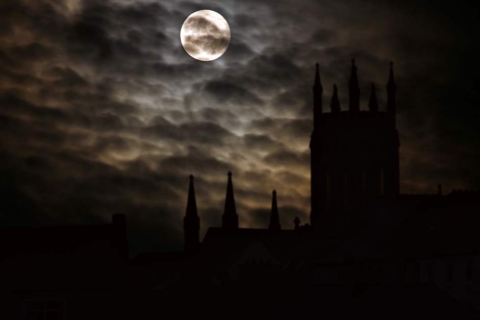Night Castle Silhouette Full-Moon