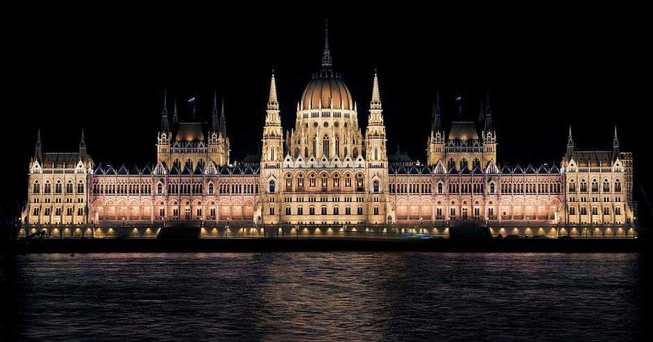 Hungary Budapest Night Hungarian-Parliament