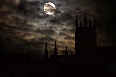 Full-Moon Night Castle Silhouette Picture
