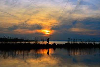 Lake-Balaton Angler Dusk In-The-Evening Picture