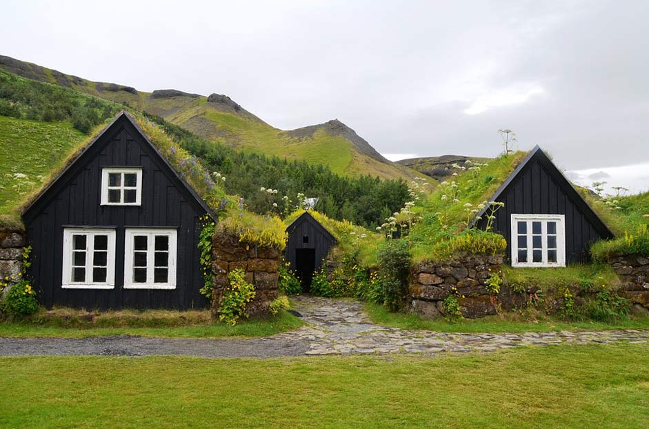 Grass-Roofs Iceland Museum Skogar