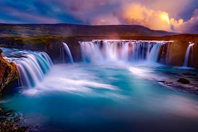Godafoss Falls Waterfall Iceland Picture