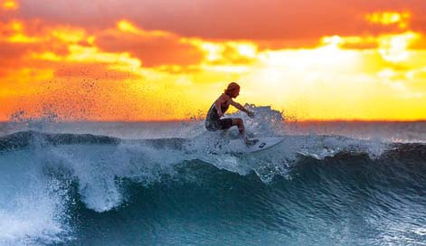 Surfer Ocean Sunset Wave Picture