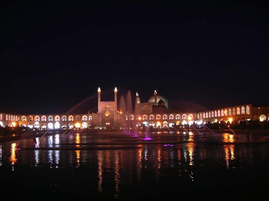 Night Water Mosque Iran