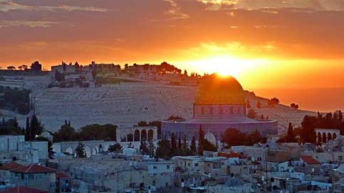 Panoramic Holy-Land Jerusalem Sunrise Picture