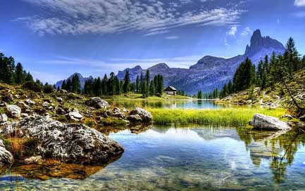 Dolomites Italy Lake Mountains Picture