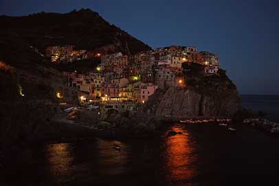 Seaside Buildings Night Cinque-Terre Picture