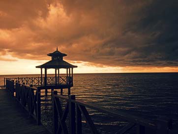 Walkboard Pier Sunset Jamaica Picture