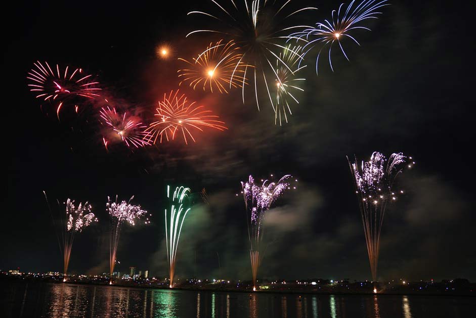 Night Sky Colorful Fireworks