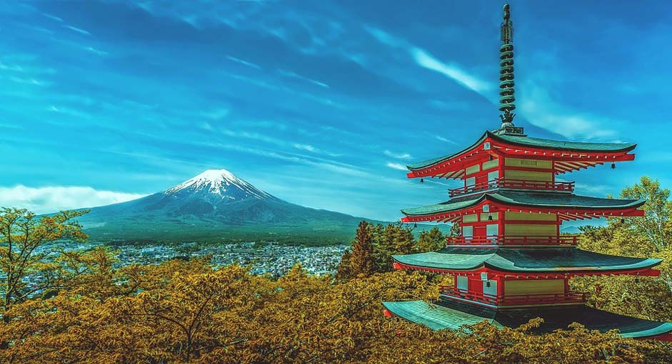 Volcano Fuji Pagoda Japan