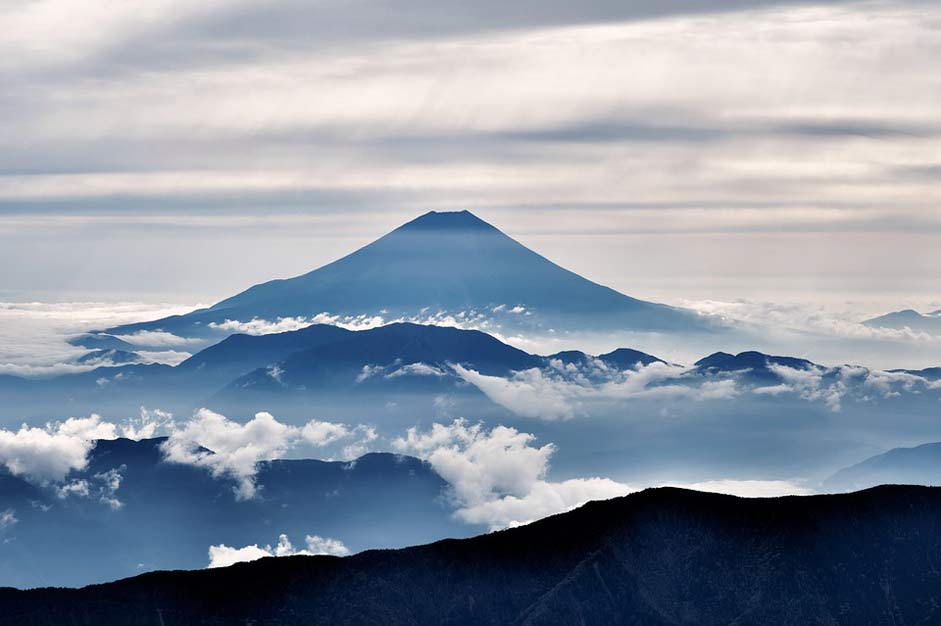 Silhouette Mount-Fuji Volcano Mt-Fuji
