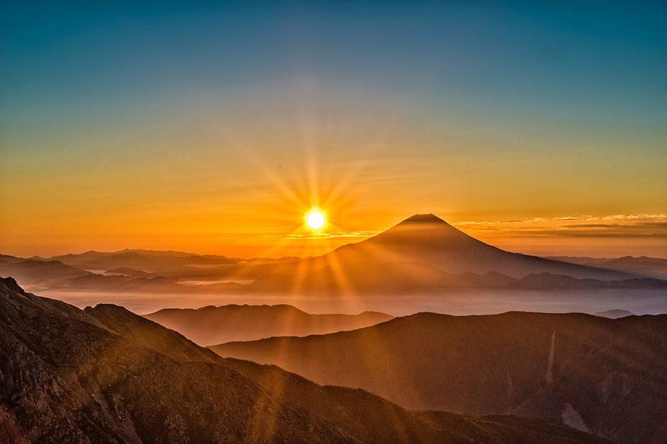 Landscape Japan Mt-Fuji Sun