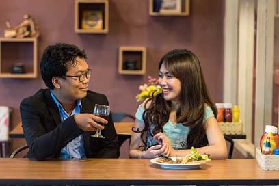 Restaurant Cheers Couple Flirting Picture