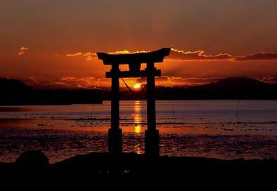 Sunset Sky Sea Shrine Picture