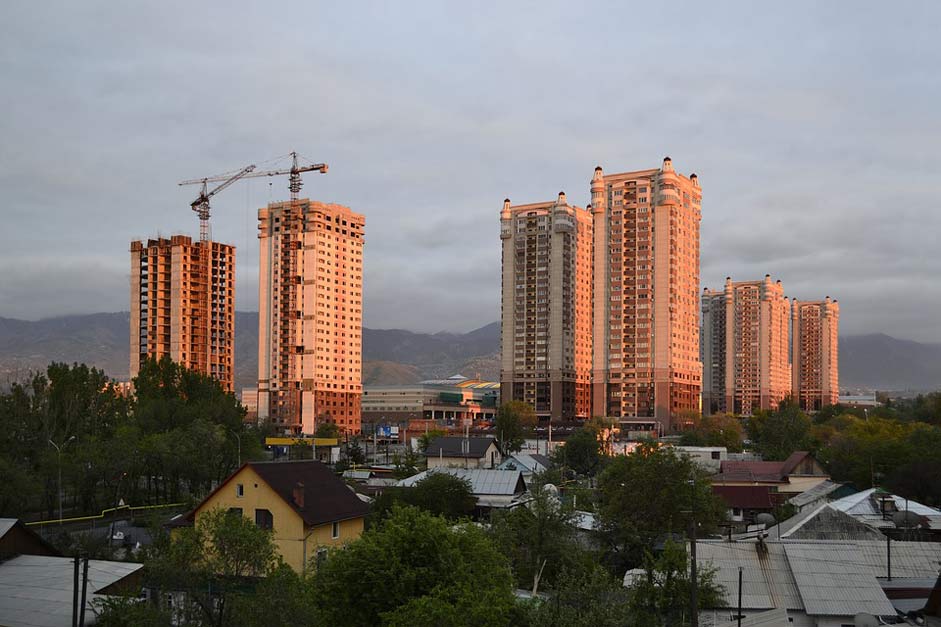 Mountains Kazakhstan Sunset-Almaty Construction